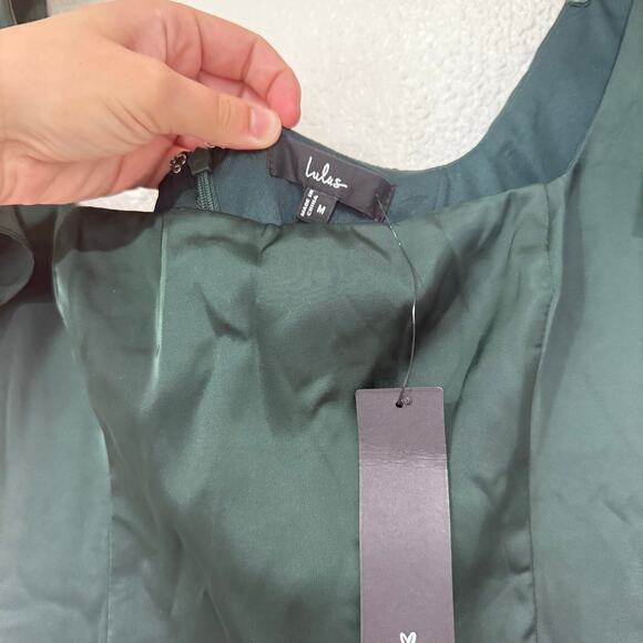 NWT Lulus Ultimate Sweetness Emerald Green Satin Flutter Sleeve Maxi Dress Med - Picture 10 of 12